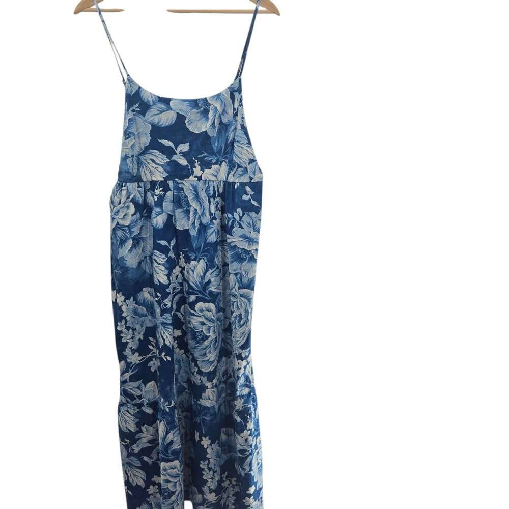 Joie Blue White Floral Tropical Empire Waist Summer Resort Maxi Dress 8 NWOT